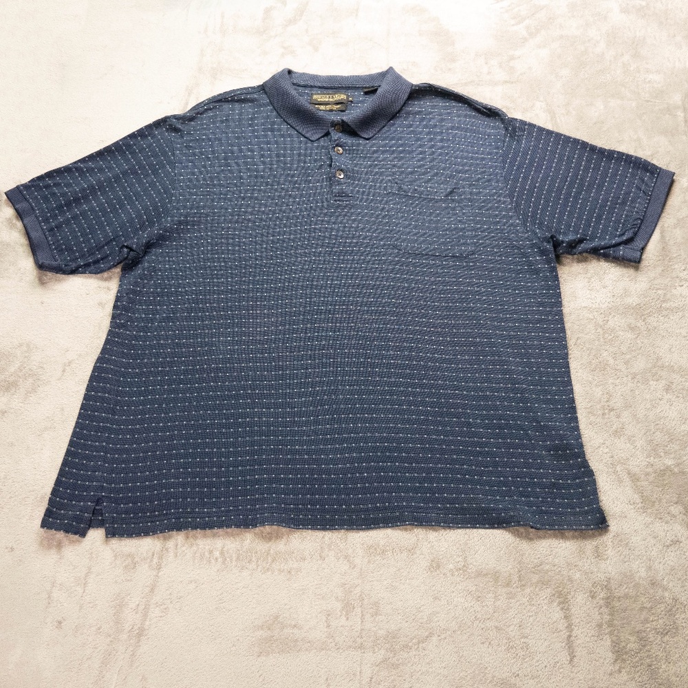 Donald Trump Signature Collection Men XL Blue Geometric Polo Short Sleeve Shirt